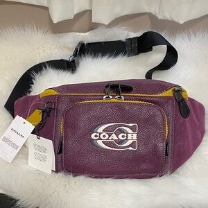 Rare. Authentic. Coach Men's Track Belt Bag in Purple and Yellow/Gold